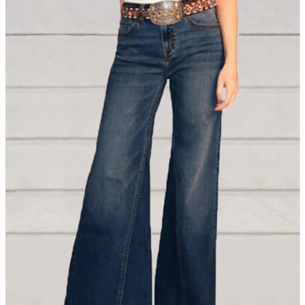 High waisted Flare Dark Blue Jeans